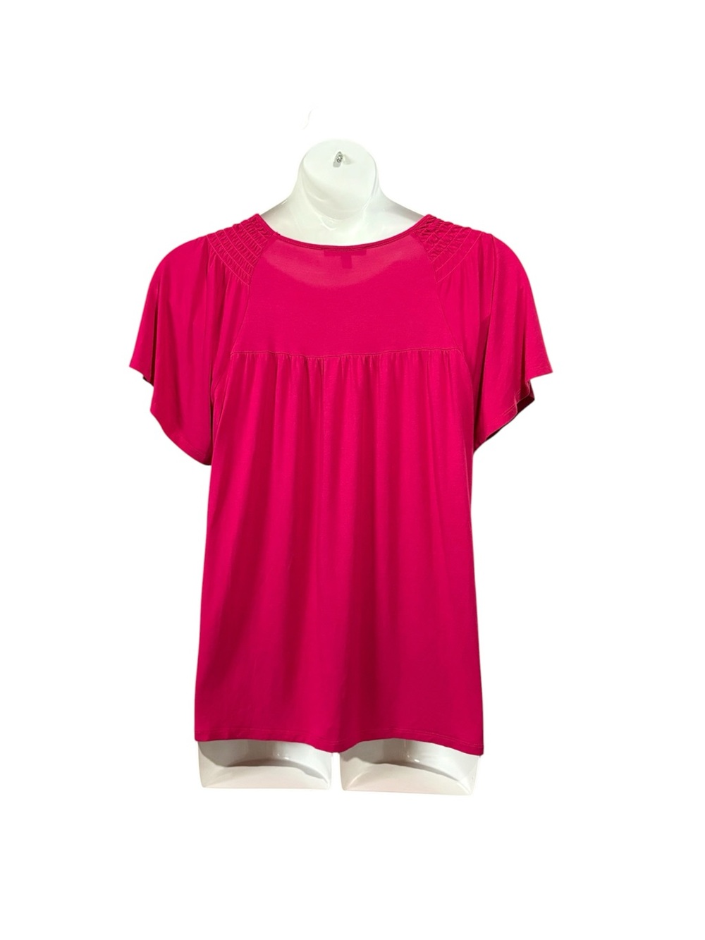 Cable & Gauge, XL, Fuchsia Flutter Sleeve Blouse Soft Stretch Top - Picture 6 of 8